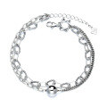 wholesale S925 sterling silver double-layer hexagram bracelet, Korean Dongdaemun style, Thai silver, smiling face, trendy and creative fashion piece-0-4