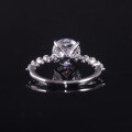 wholesale S925 Sterling Silver Japanese Korean Style Ring with 2 Carat D Color Round Moissanite Center Stone and GRA Certificate-0-3