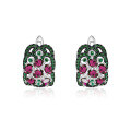 wholesale 925 Silver Gemstone Inlaid Rose Stud Earrings, Luxurious and High-End Design, Natural Elegance Collection-0-6