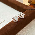 wholesale Sterling Silver with Snowflake Ear Studs for Women, Ethereal and Fresh Style, Elegant and Sweet Best Friend Earrings, Versatile Accessories-0-2