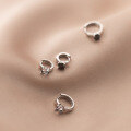 wholesale S925 Sterling Silver Mini Diamond Studded Ear Clasp Korean Style Elegant Single Diamond Unisex Ear Cartilage Hoop M00329-0-0
