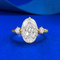 wholesale S925 silver gold-plated with 8*12 oval ice-cut high-carbon diamond ring, cross-border hot seller-R1439 Gold 5