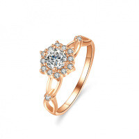 S925 Silver Moissanite Flower Asymmetric Women's Wedding Ring, 1 Carat.-50 points (zircon)  No. 11