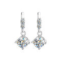 wholesale S925 Sterling Silver Moissanite Earrings for Women, 1 Carat Four-Prong Ear Hook, Simple and Fashionable Earrings, Ear Drops, Ear Pendants-0-4