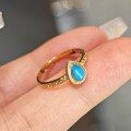 wholesale S925 Sterling Silver Red Elk Full Body French Retro Light Luxury Natural Australian Gemstone Teardrop Ring, Fashionable and Versatile-0-4