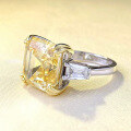 wholesale S925 Silver Zhuo Zhifan New Square Pagoda 12*12mm Asscher Cut High-Carbon Diamond Yellow Diamond Ring European and American Style-0-1