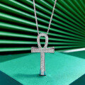 wholesale S925 Silver New European and American Cross Pendant Necklace for Women with High-Carbon Diamonds Layering Collarbone Chain-0-0