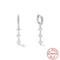 wholesale S925 Sterling Silver Geometric Tassel Chain Earrings with Inlaid Diamonds, Extra Long, Super Fairy,INS-0-6