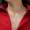 wholesale S925 Silver Minimalist Versatile Four-Prong Pendant Necklace, Non-Tarnishing Women's High-End Moissanite Necklace with Trendy Elegance-0-3