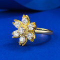 wholesale S925 Silver Moojing Jewelry Creative Floral Fashion Personalized Diamond-Inlaid Elegant and Exquisite Daisy Sunflower Ring-0-1