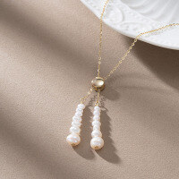 wholesale S925 Sterling Silver Jewelry, Baroque Pearl Pendant Adjustable Necklace, Niche, Factory Direct-14K gold, chain length 45+5cm>925 silver