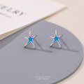 wholesale 999 Sterling Silver Blue Iris Flower Stud Earrings-0-6