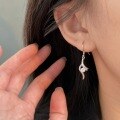 wholesale 999 Silver Geometric Hook Earrings, Light Luxury, Niche, Elegant, Fashionable, High-end, Korean-style Trendy-0-0
