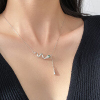 wholesale S925 silver Nalan Korean-style minimalist and elegant niche diamond-inlaid snake-shaped teardrop necklace Y02096-S925 Silver Necklace 925 Silver
