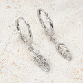 wholesale 925 Silver Feather Earrings Hot Selling Cross-Border Wholesale Pure Silver Ear Hoops with Ear ClaspsIns Style Earrings for Women-0-1