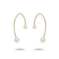 wholesale 9K Gold French-style luxury irregular curve U-shaped design pearl earrings, wholesale by Yili Jewelry Factory-0-4