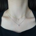 wholesale S925 Sterling Silver Korean-style Necklace with Simulated Diamond Pendant, Small and Simple, Fashionable and Elegant-0-3