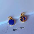 wholesale Gold-plated S925 Silver Inlaid Natural Lapis Lazuli Pendant Accessories for DIY Bracelet Necklace Hanging Ornament Handmade Cord Accessories-0-9