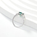 wholesale Metal Classic Three-Stone Lab-Grown Emerald Ring Simple and Fashionable Cultured Colored Gemstone Women's Ring for Daily Commute-0-3