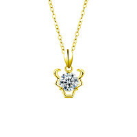 S925 Sterling Silver Moissanite Zodiac Necklace for Women-Taurus (April 20 - May 20) (Golden Yellow)  1-carat Moissanite