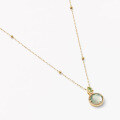 wholesale S925 silver plated 14k gold green olive amethyst necklace, Duli Jewelry spring new Japanese minimalist fresh style-0-4