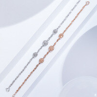 wholesale S925 Sterling Silver Vintage Rose Flower Bracelet for Women, Personalized Design Chain, Light Luxury Hand Jewelry, Cross-Border New Accessory-Rose Bracelet Rose Gold &gt;925 Silver