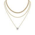 Metal French Three-Layer Long Layered Necklace for Women, Summer Minimalist Ins Style Fade-Resistant Luxury Niche-0-14