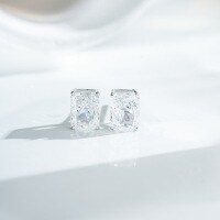 wholesale 925 Sterling Silver Women's Earrings Simple Classic Four-Prong Ice Flower Cut Earrings with Yellow Diamond Radiant Cut Earrings Factory Direct-White Diamond-ED201 925 Silver