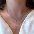 wholesale S925 Sterling Silver High-End Zircon Double-Layer Butterfly Necklace for Best Friend's Birthday Gift Women's Collarbone Chain Luxury Niche-0-2