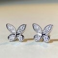 wholesale 925 Sterling Silver D Color Moissanite Stud Earrings Women Phantom Butterfly Same Style Moissanite Silver Earrings European and American Cross-Border Wholesale Bestseller-0-2