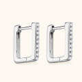wholesale S925 Sterling Silver Light Luxury Style High-End Square Moissanite Stud Earrings for Women, Small Niche Design Trendy Ear Clasp Ear Jewelry-0-1