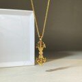 wholesale 18K Gold Plated with Diamond Accents and Gold Sand Finish, Shuibei Same Style Vajra Pendant Necklace, Color Retention New Chinese Design-0-2