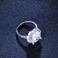 S925 Silver Four-Claw 5ct Moissanite Double Row Wedding Solitaire Ring-0-2