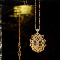 wholesale S925 Sterling Silver Red Elk Full Body Lace Necklace Pendant Jewelry, French-inspired Minimalist Luxury for Women-BX0277-Gold 925 Silver