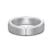 wholesale S925 Sterling Silver Couple Rings Wide Band Brushed Finish High-End Design with Micro-Paved Zirconia Valentine's Day Gift-White Gold DY121210-SW-WH (Male)  Size 7