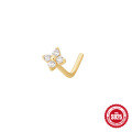 wholesale S925 Sterling Silver L-Shaped Nose Stud with Zirconia Flower, a Popular Amazon Body Piercing Jewelry-0-4