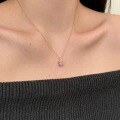 wholesale S925 Sterling Silver French Hit Women's Necklace with 8A Cubic Zirconia Square Ice-Cut Pendant, Elegant Design Collarbone Chain-0-1