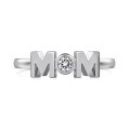 wholesale S925 Sterling Silver New Korean Light Luxury Ring for Women, Letter 'MOM' Design with Zircon Embellishment, Exquisite Closed Adjustable Ring for Women-0-4