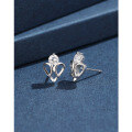 wholesale 925 Sterling Silver Minimalist Light Luxury Small and Unique High-end Heart-shaped Stud Earrings for Pierced Ears with Zircon-0-3