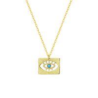 wholesale S925 Silver Cross-border Ins Style Evil Eye Necklace With Turquoise-A3436-Gold 925 Silver