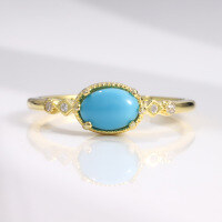 wholesale S925 Silver Gold-Plated Vintage-Inspired Synthetic Turquoise Gemstone Ring for Women, Trendy in 2024-Synthetic Turquoise Ring  US 10