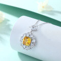 wholesale 925 Sterling Silver Cross-Border Hot-Selling Yellow Zircon Flower Necklace for Women, Small and Unique High-End European-Style Pendant Collarbone Chain, Ins-0-2
