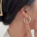 wholesale S925 Sterling Silver Carved Circle Earrings for Women, New Versatile and Elegant Hoop Earrings-0-2