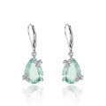 wholesale S925 Sterling Silver Natural Green Amethyst Ear Studs, Personality Light Luxury Inlaid Gemstone Natural Colored Gem Earrings Ear Drops-0-4