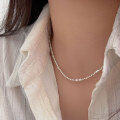 wholesale S925 Sterling Silver Natural Freshwater Pearl Necklace for Women, Korean New Style, Small and Niche, High-End Luxury Rice Pearl Simple Chain-0-2