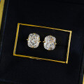 wholesale S925 Gold-Plated High-Carbon Zirconia 8*10 Stud Earrings, European and American New Style, Minimalist Women's Earrings for Distribution-0-3