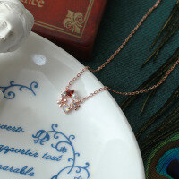 wholesale S925 silver Japanese-style jewelry floral necklace, collarbone chain for women, small flower pearl pendant accessory, customizable-Rose Gold Snowflake Heart Necklace>925 Silver