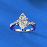 wholesale Metal material first, Zhuo Zhifan New 6x12 Marquise Single Diamond Minimalist Versatile Ring Elegant Engagement Ring Band for Women,-R340 White Diamond Horseeye No. 8