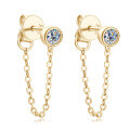 Sterling Silver Moissanite Chain Tassel Earrings, Wholesale-0-27