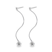 wholesale S925 Sterling Silver Minimalist Fashion Elegant Long Drop Ear Thread for Women, New Autumn Cross-Border Hot-Selling Light Luxury Moissanite Earrings-Moissanite 2 carats*2